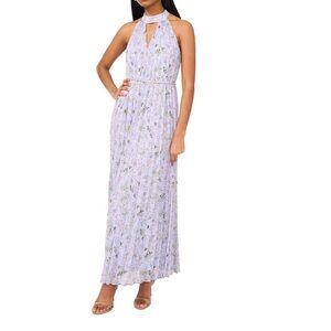 Cece Women's Pleated Floral-Print Keyhole-Cutout Dress